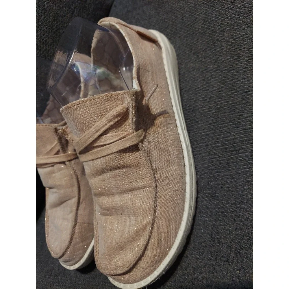 HEY DUDE Wendy Sparkling Rose Gold Slip On Shoes Casual Lightweight Womens 7 Y2K